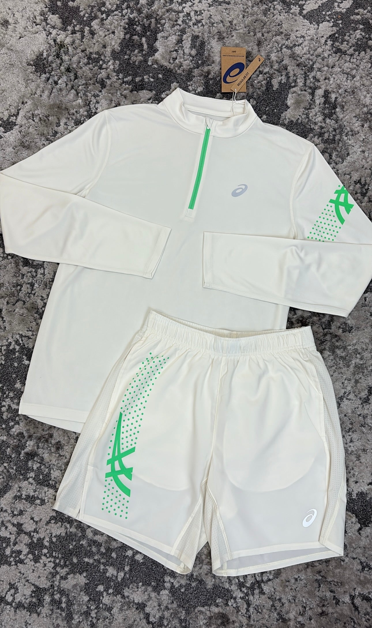 Asics 1/4 Zip Set White / Mint Green